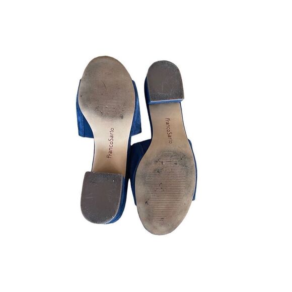Franco Sartro Womens Blue Block Heel Suede Slip On Slide Sandal Size 9.5 - Picture 5 of 8